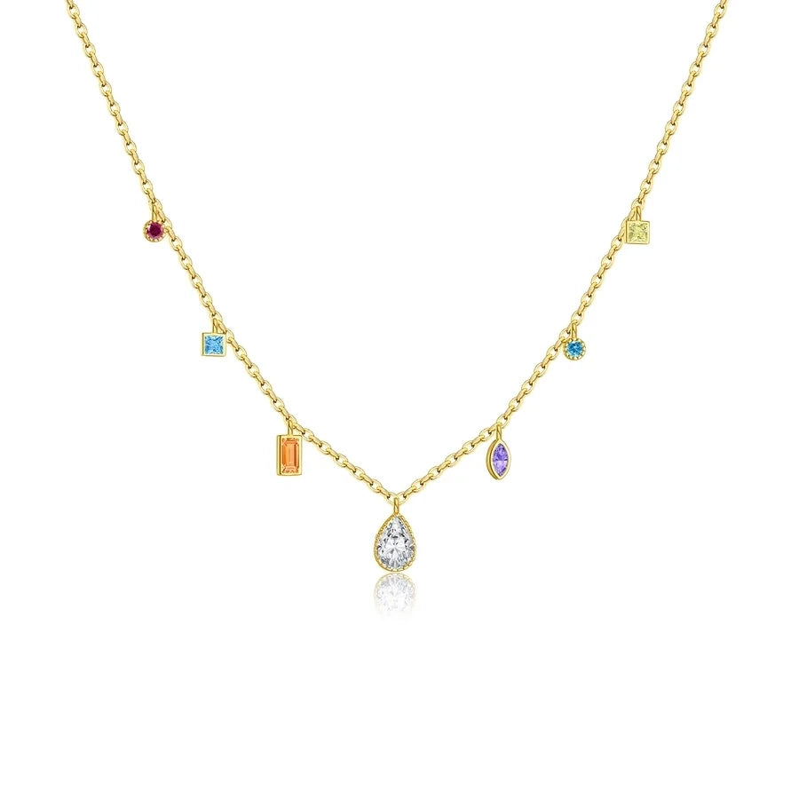 925 Sterling Silber Zirkon Kabelkette Wassertröpfchen Anhänger Necklace | Shop Nory