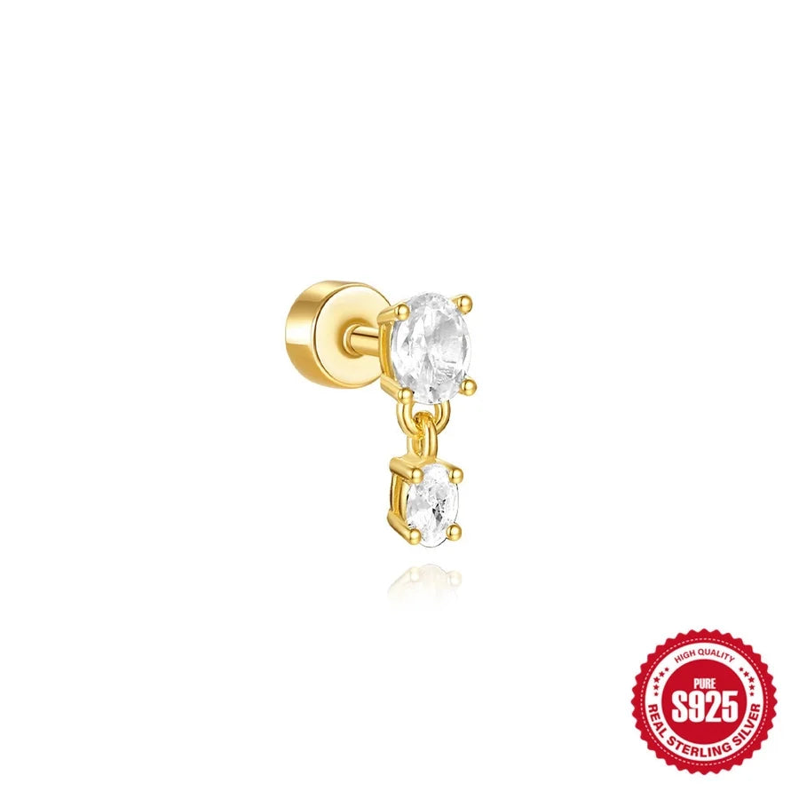 1 Stück Ohrknorpelringe & Steckern Einfacher Stil Klassischer Stil Geometrisch 925 Sterling Silber Opal Zircon Ohrknorpelringe & Steckern | Shop Nory