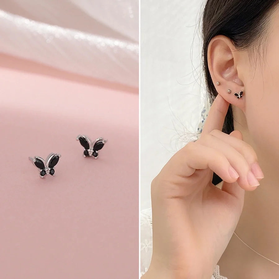 1 Paar 925 Sterlingsilber Zirkon 925 Sterlingsilber Ohrringe Schmetterling Ohrringe | Shop Nory