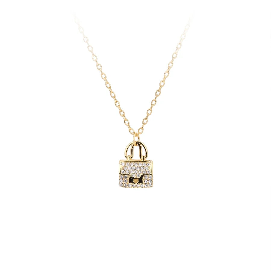 925 Sterling Silber Rack Plattiert Langlebig Plattiert Zirkon Kabelkette Tasche Anhänger Halskette | Shop Nory