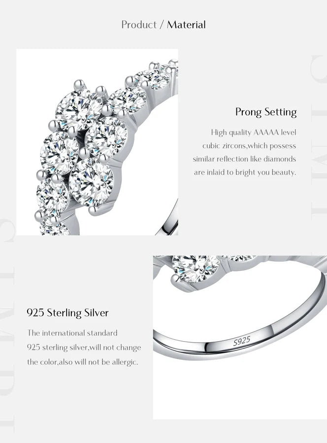 Rhodinbeschichtete 925 Sterling Silber Zirkon Geometrische Ringe 925 Sterling Silber Ringe | Shop Nory