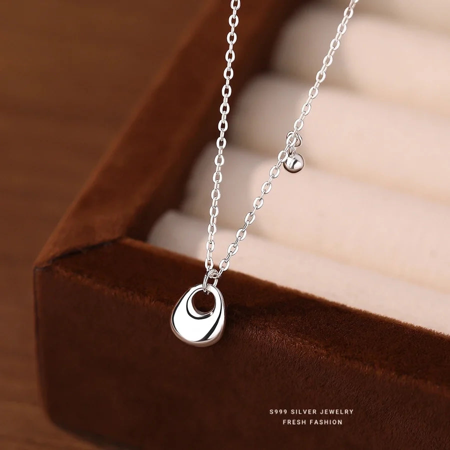 S999 Silber Kabelkette Beschichtung Silber Klumpen Anhänger Halskette | Shop Nory