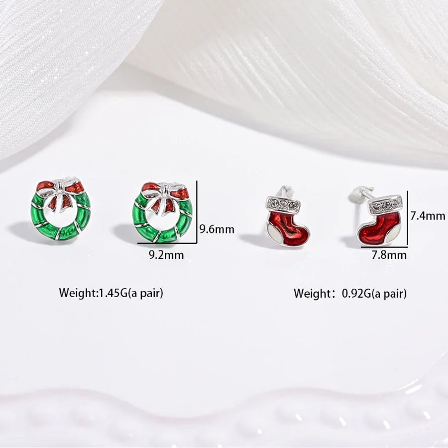 1 Paar 22K goldplattiert rhodiumbeschichtet 925 Sterling Silber Zirkon 925 Sterling Silber Ohrringe Weihnachtsbaum Weihnachtsmütze Obst Ohrstecker | Shop Nory