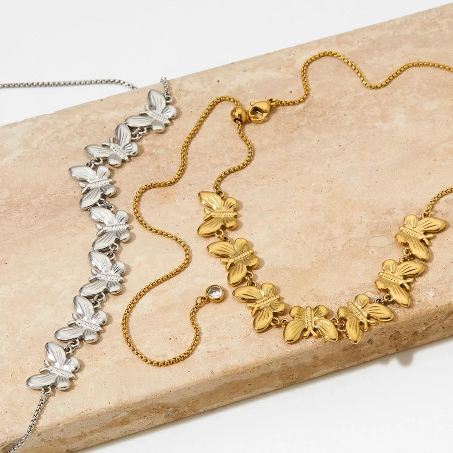 Choker Halskette Schmetterling in Edelstahl - 16k vergoldet | Shop Nory
