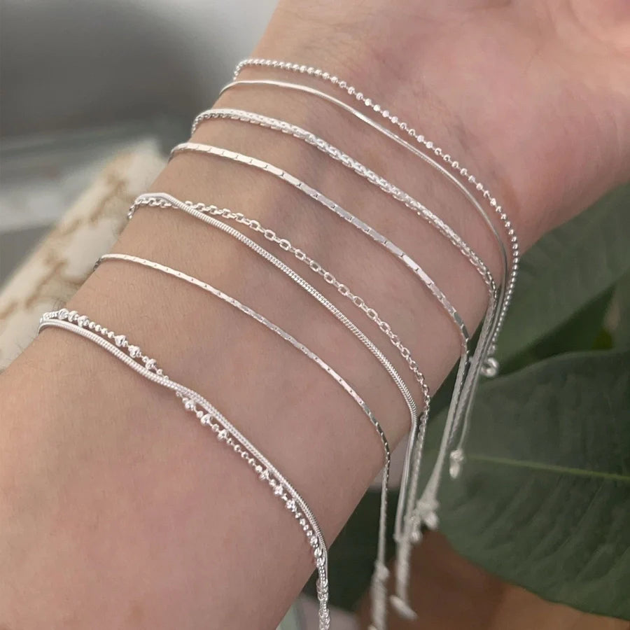 925 Sterling Silber Kugelkette Schlangenketten Armbänder Eleganter Einfacher Stil | Shop Nory