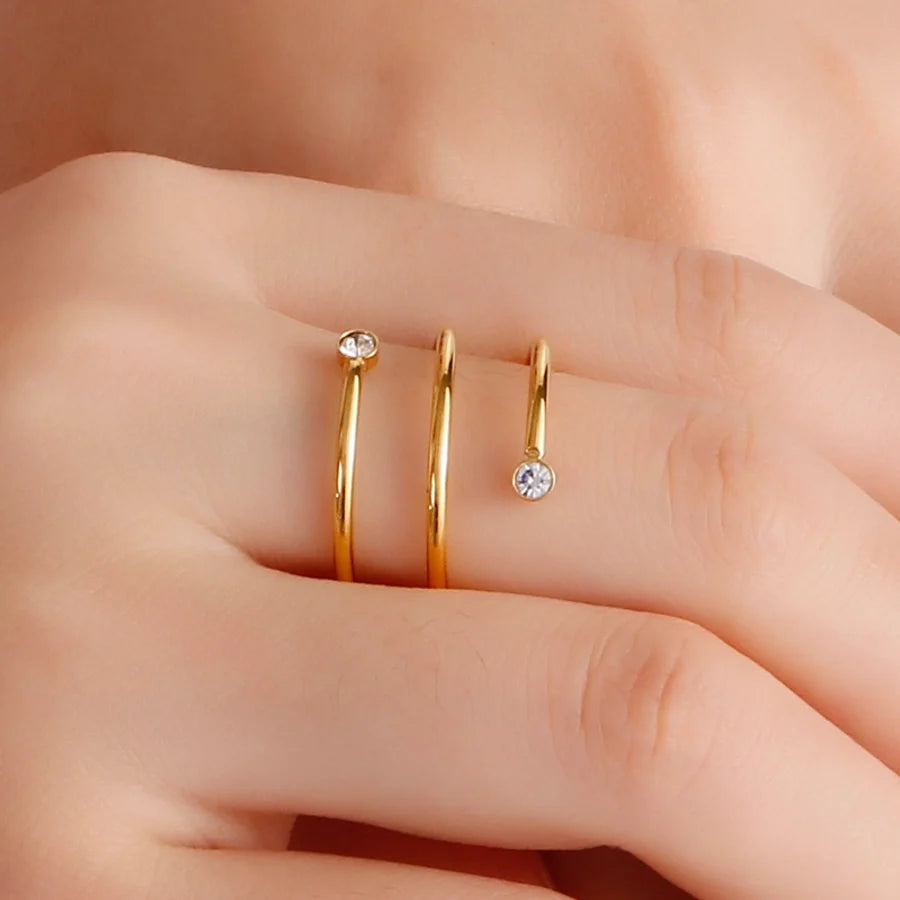 Ring "Mona" in Edelstahl - 18k vergoldet mit Zirkoniastein | Shop Nory