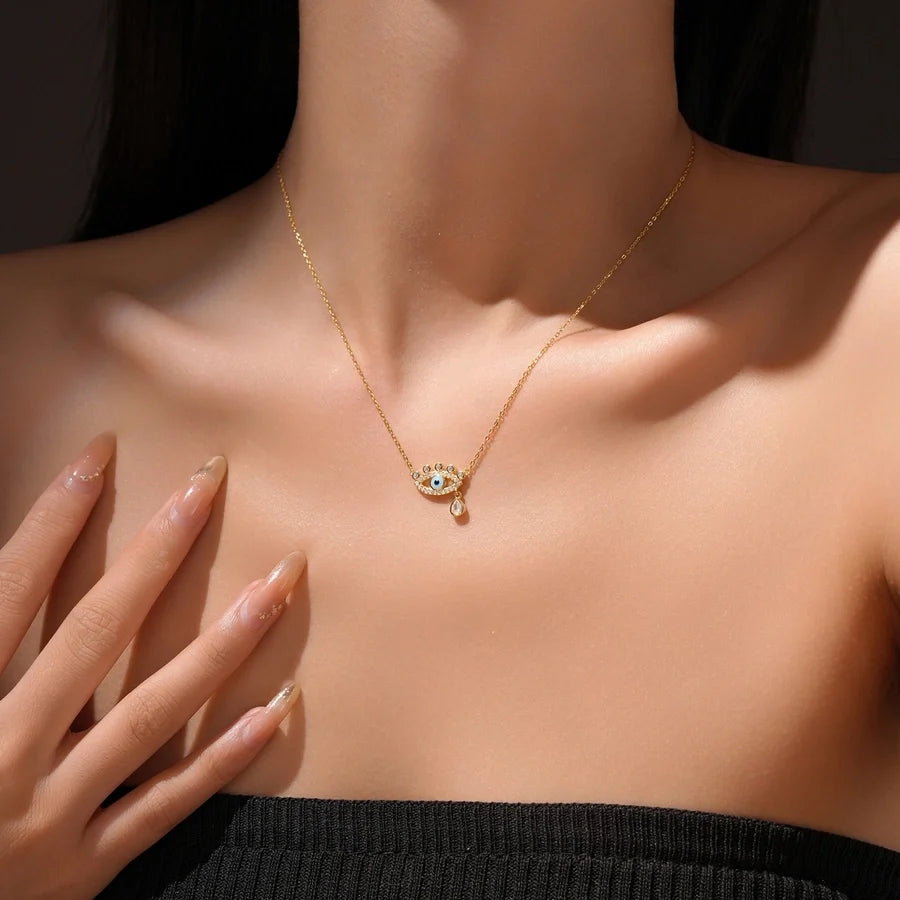 925 Sterling Silber Zirkon Kabelkette Teufelsauge Anhänger Necklace | Shop Nory