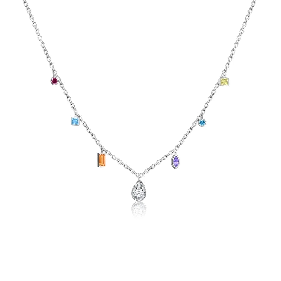 925 Sterling Silber Zirkon Kabelkette Wassertröpfchen Anhänger Necklace | Shop Nory