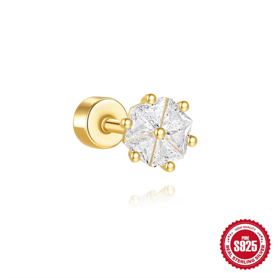 1 Stück Ohrknorpelringe & -stecker Cute Geometric 925 Sterling Silber Türkis Zirkon Ohrknorpelringe & -stecker | Shop Nory
