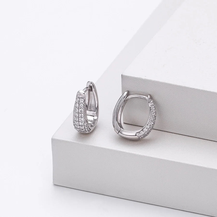 1 Paar 18K Gold Beschichtet Weißgold Beschichtet Rhodium Beschichtet 925 Sterling Silber Zirkon 925 Sterling Silber Ohrringe Geometrische Ohrringe | Shop Nory