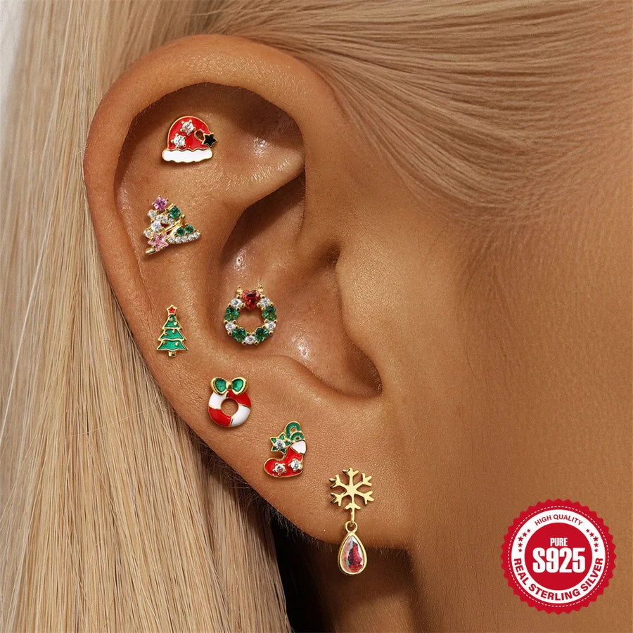 1 Stück Ohrknorpelringe & -stecker Cute Geometric 925 Sterling Silber Türkis Zirkon Ohrknorpelringe & -stecker | Shop Nory