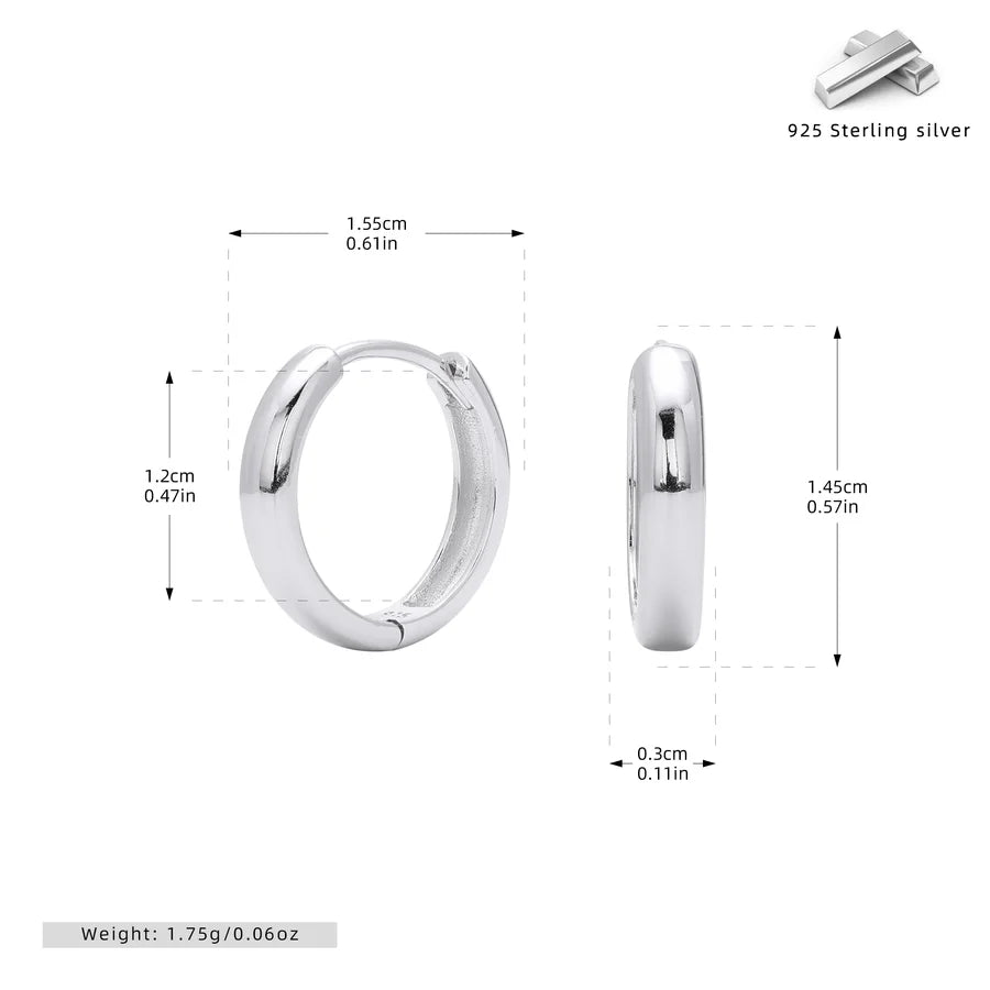 1 Paar 18K Goldplattierte Weißgoldplattierte Rhodiumplattierte 925 Sterling Silber 925 Sterling Silber 925 Sterling Silber Ohrringe Kreisohrringe | Shop Nory