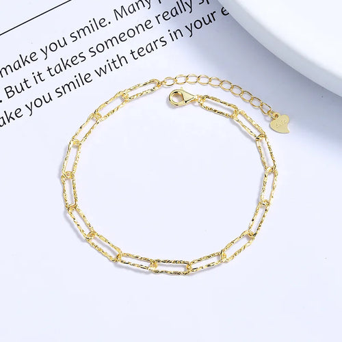 925 Sterling Silver Paperclip Chain Armbänder Einfache Stil | Shop Nory