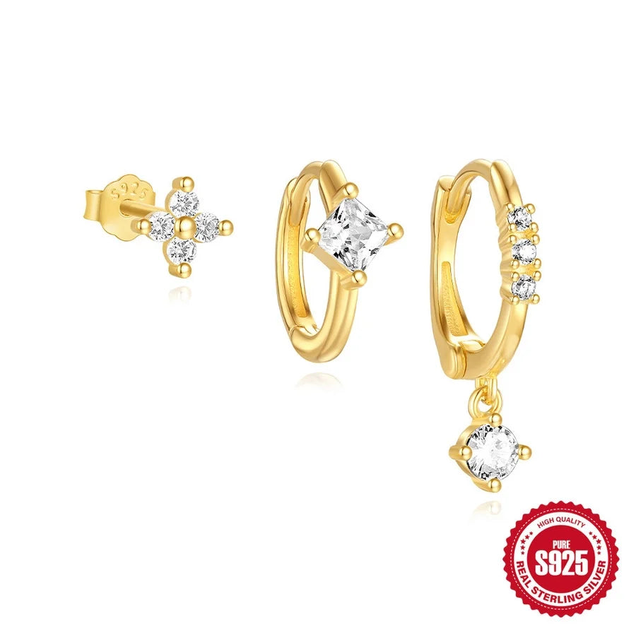 1 Set 925 Sterling Silber Zirkon 925 Sterling Silber Ohrringe Geometrische Blume Tropf Ohrringe Ohrringe Ohrstecker | Shop Nory