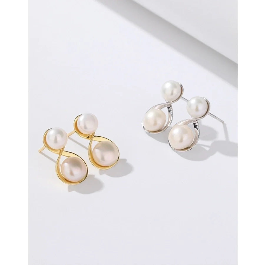 1 Paar 925 Sterling Silber Perle 925 Sterling Silber Ohrringe Geometrische Ohrstecker | Shop Nory