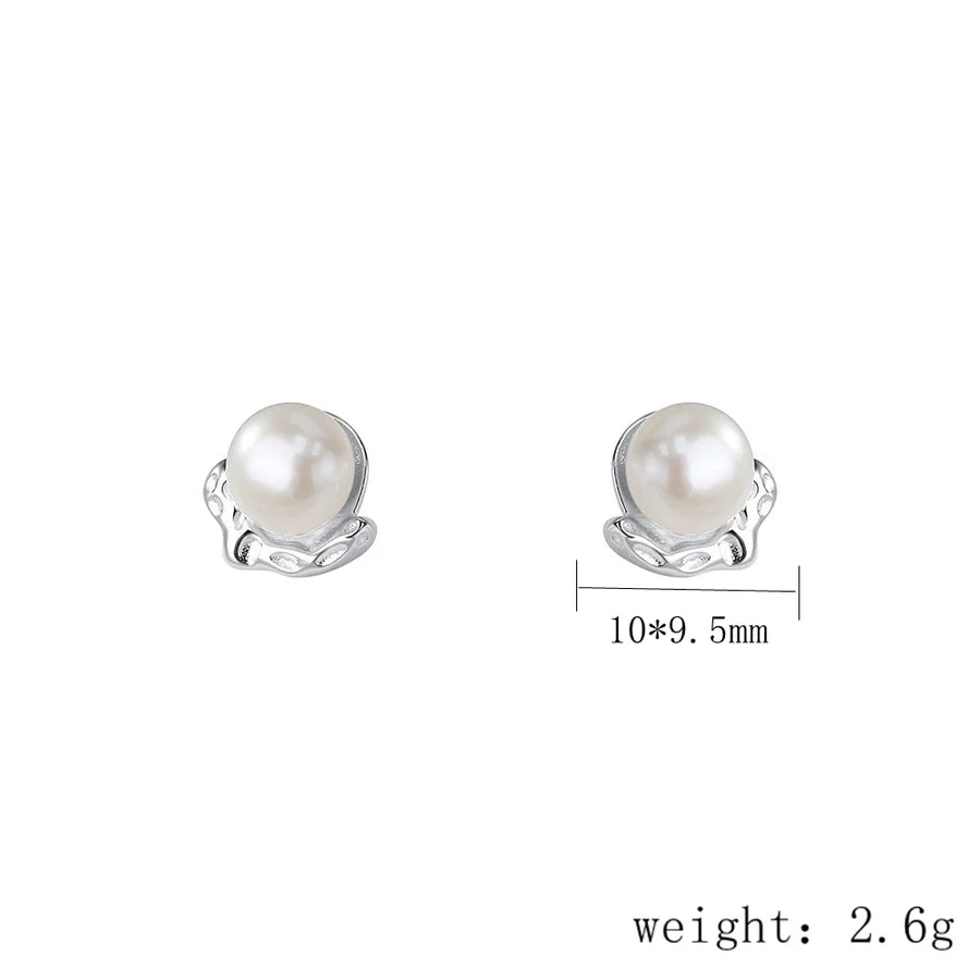 1 Paar 925 Sterling Silber Künstliche Perlen 925 Sterling Silber Ohrringe Geometrische Ohrstecker | Shop Nory