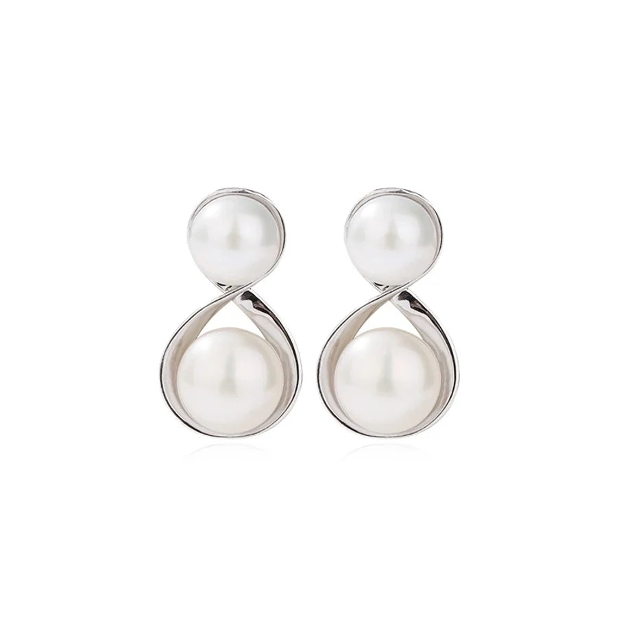 1 Paar 925 Sterling Silber Perle 925 Sterling Silber Ohrringe Geometrische Ohrstecker | Shop Nory