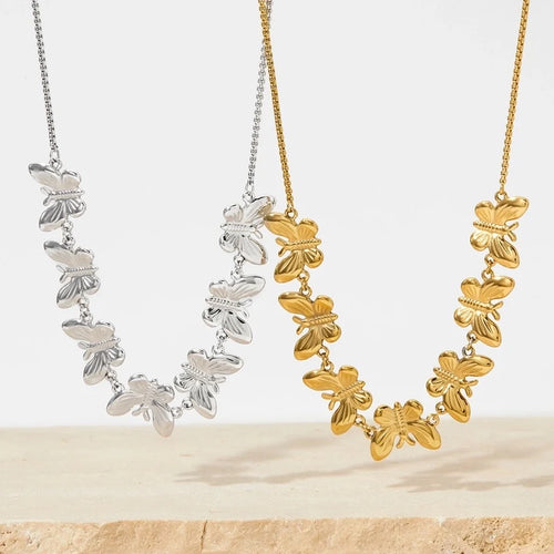 Choker Halskette Schmetterling in Edelstahl - 16k vergoldet | Shop Nory