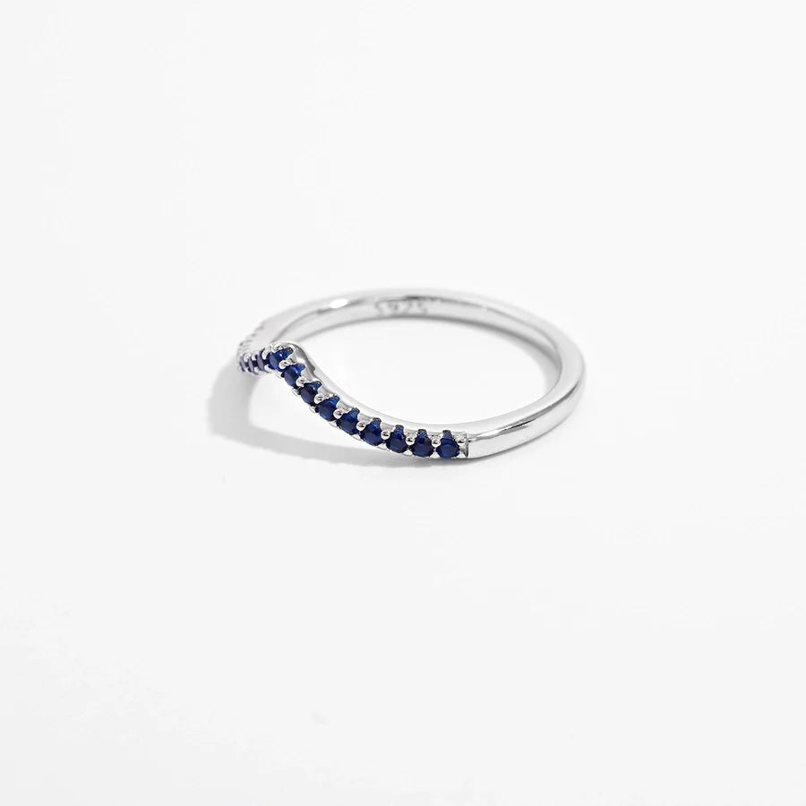Weißgoldbeschichtete 925 Sterling Silber Zirkon V-Form Ringe 925 Sterling Silber Ringe | Shop Nory
