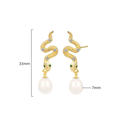 1 Paar 18K vergoldet Weißgold-plattiert 925 Sterling Silber Perle Zirkon 925 Sterling Silber Ohrringe Schlangenohrringe | Shop Nory