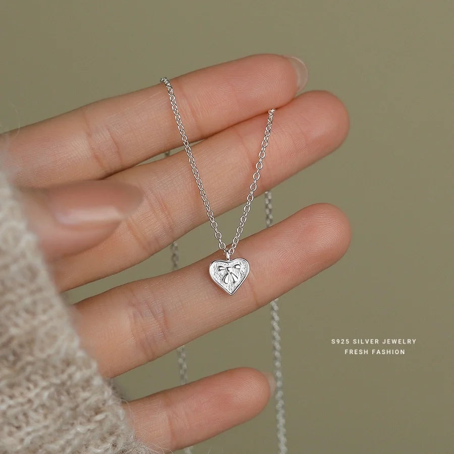 925 Sterling Silver Kabelkette Beschichtung Herzform Anhänger Halskette | Shop Nory
