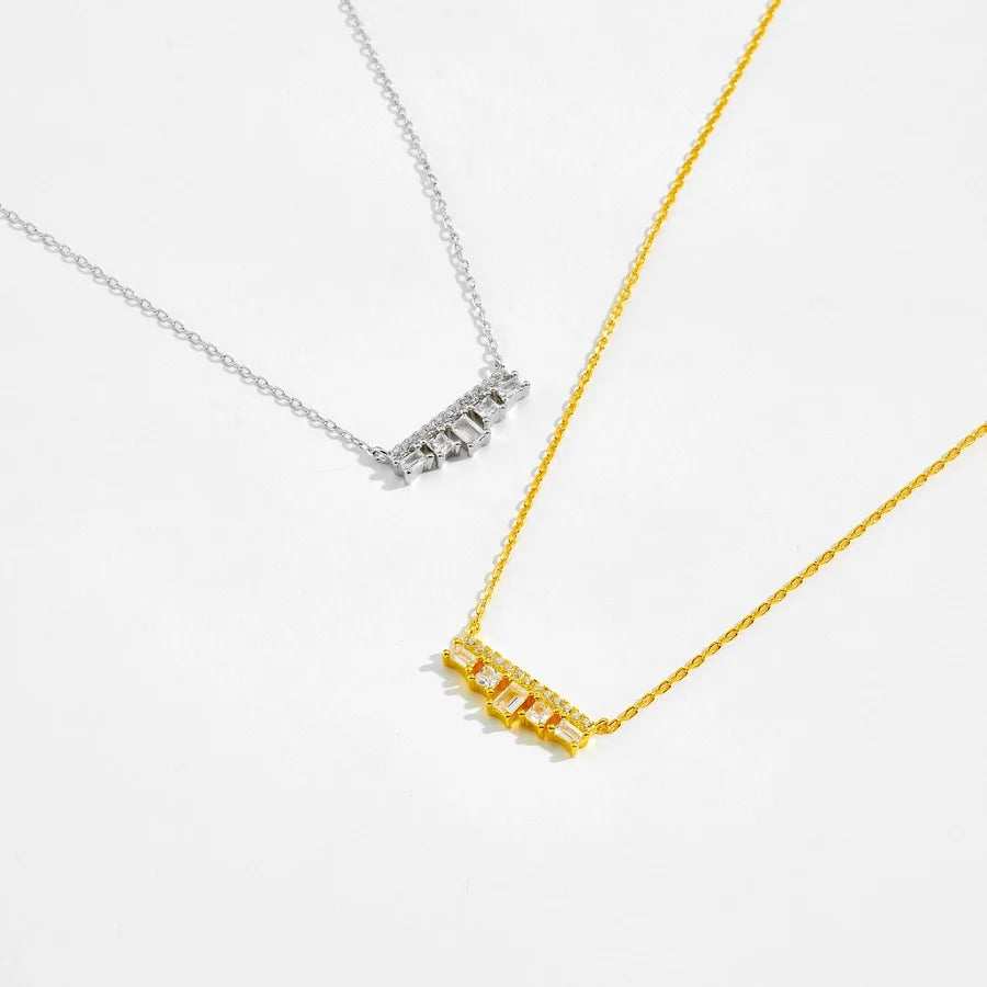 925 Sterling Silber Zirkon Kabelkette Einlage Geometrisches Kreuz Anhänger Halskette | Shop Nory