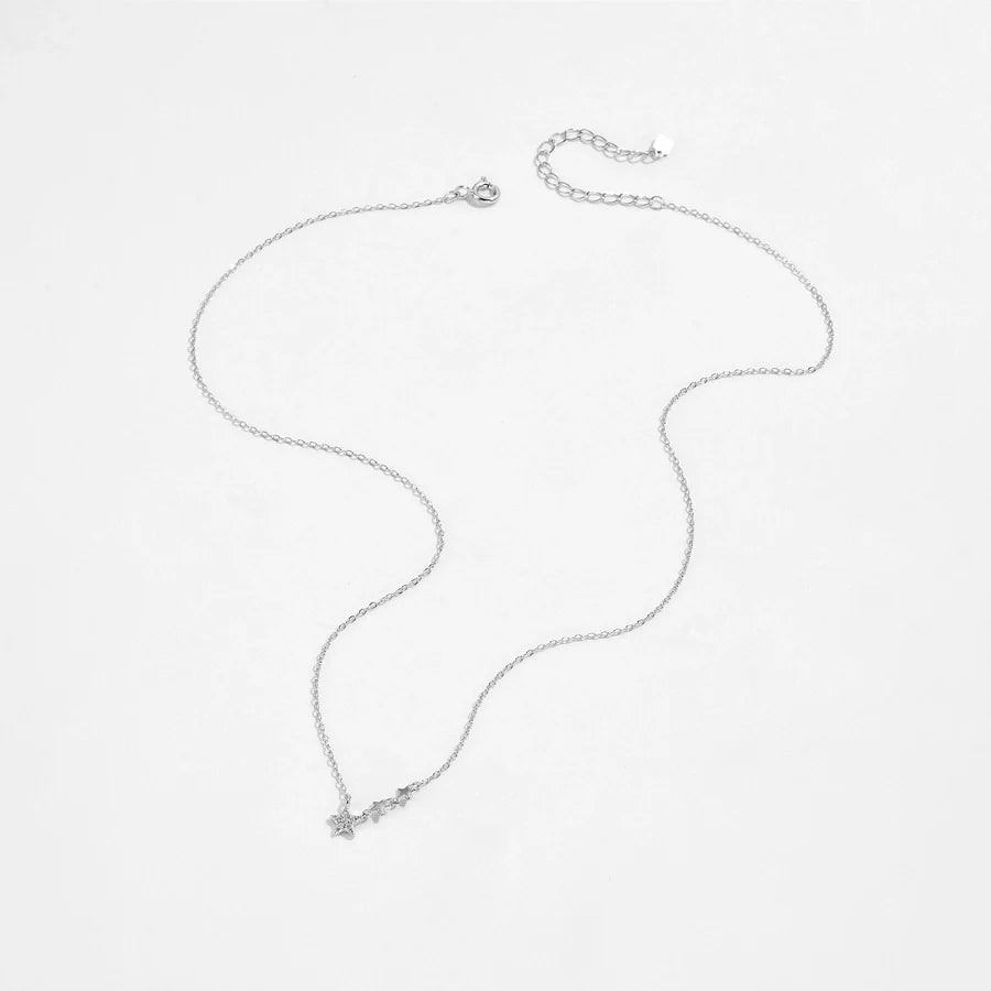 925 Sterling Silber Zirkon Kabelkette Stern Mond Anhänger Halskette | Shop Nory