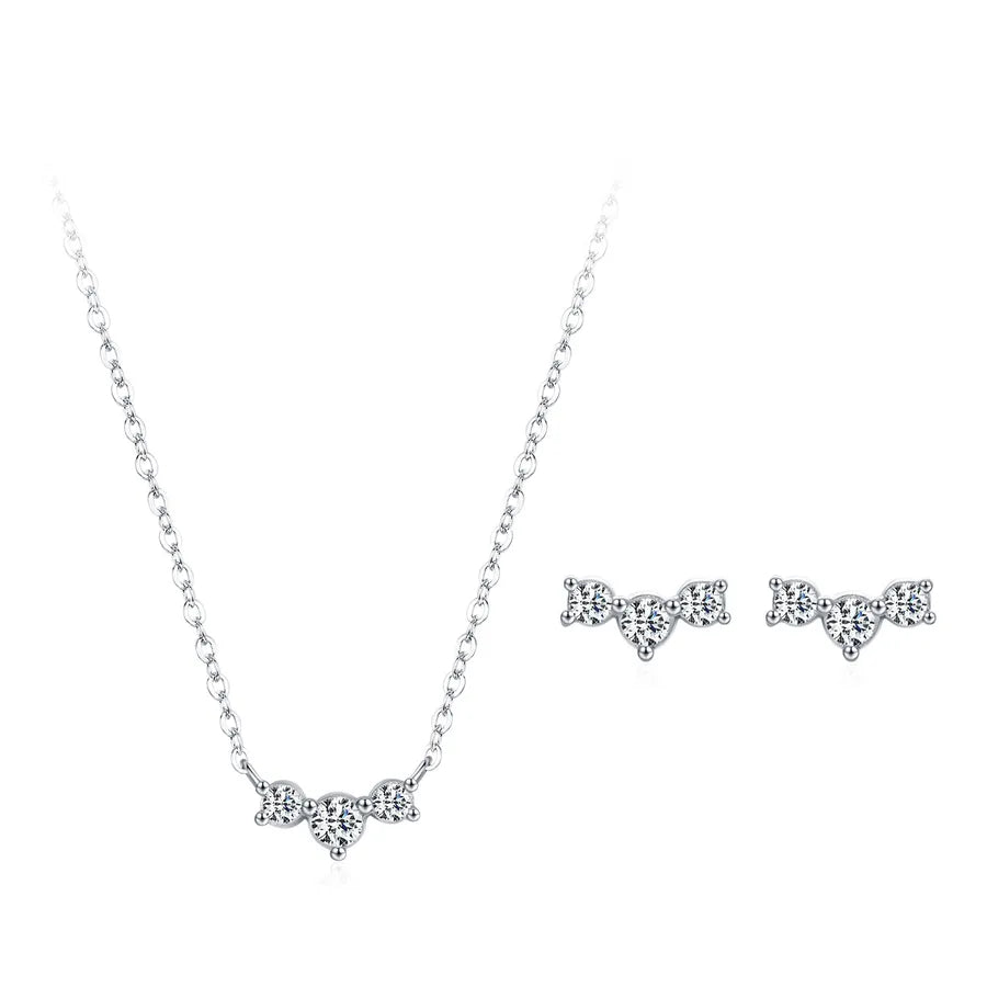 S925 Sterlingsilber Mini Candy Serie Ohrringe Halskette Frauen Raffiniert und Einfach Twin Style Schmuck Set | Shop Nory