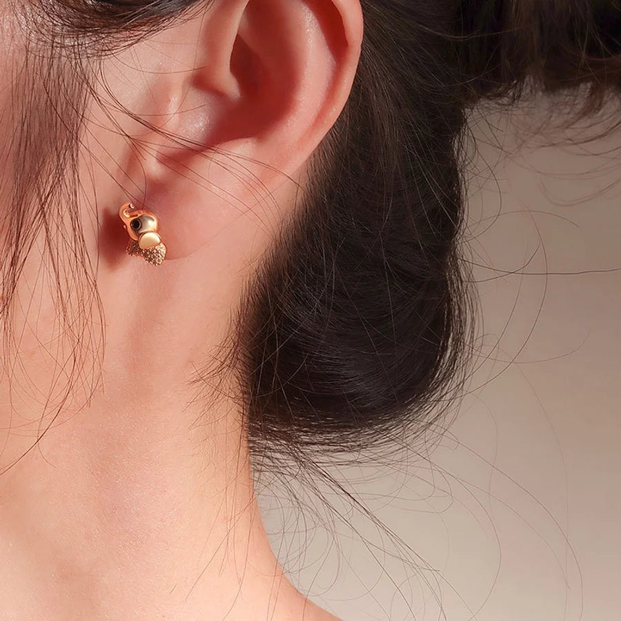 1 Paar 18K vergoldete 925 Sterling Silber Zirkon 925 Sterling Silber Ohrringe Elefanten Ohrstecker | Shop Nory