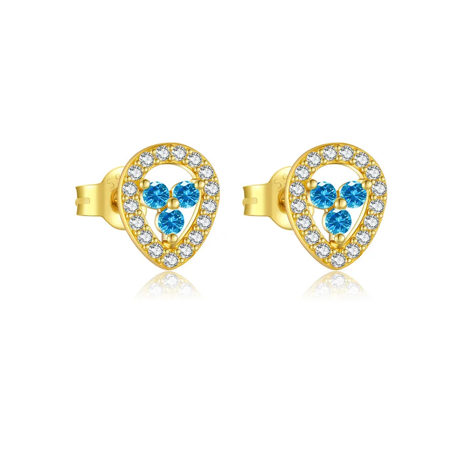 1 Paar 18K Vergoldet Weißgold Plattiert 925 Sterling Silber Zirkon 925 Sterling Silber Ohrringe Geometrisch Vierblättriges Kleeblatt Herzform Studs | Shop Nory