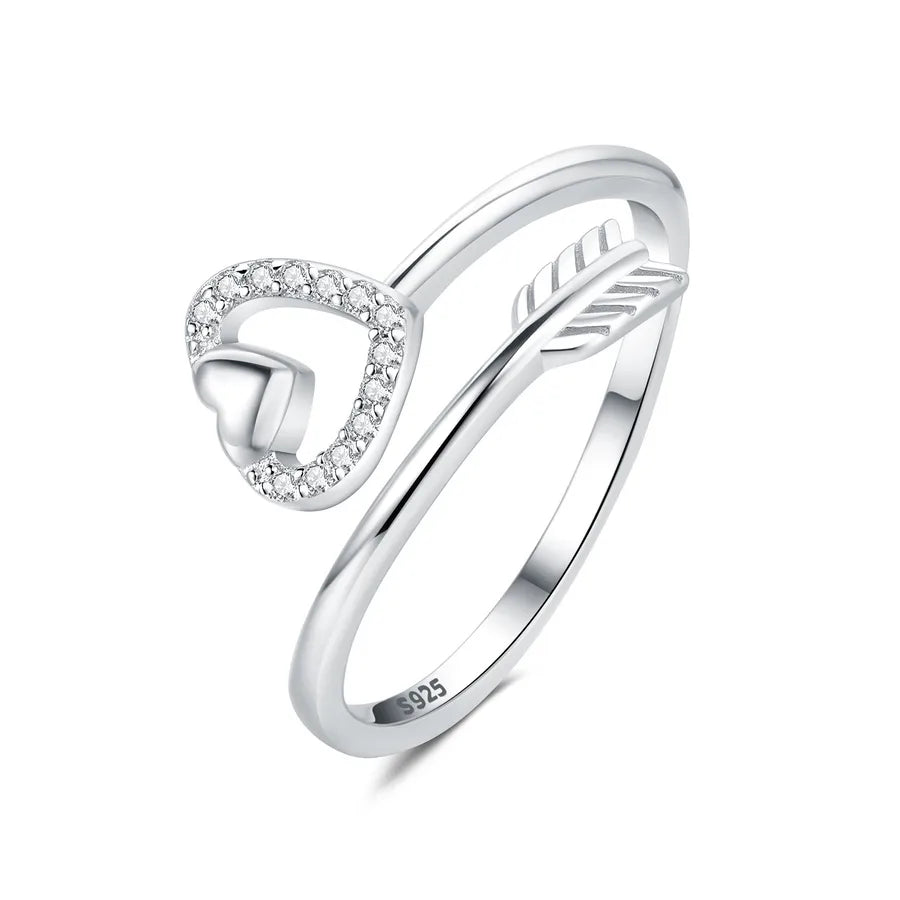 925 Sterling Silver Zirkon Herzform Offene Ringe 925 Sterling Silver Ringe | Shop Nory