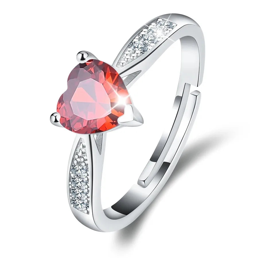 925 Sterling Silber Moissanit Herzform Offene Ringe 925 Sterling Silber Ringe | Shop Nory