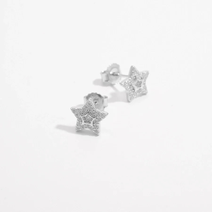 1 Paar Weißgold plattierte 925 Sterling Silber Zirkon 925 Sterling Silber Ohrringe Stern Ohrstecker | Shop Nory