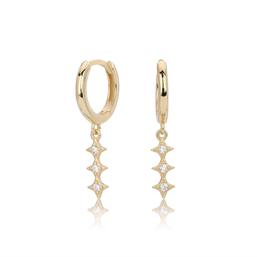 1 Paar 18K Gold Plattiert Weiß Gold Plattiert Rhodium Plattiert 925 Sterling Silber Zirkon 925 Sterling Silber Ohrringe Geometrische Tropf Ohrringe | Shop Nory
