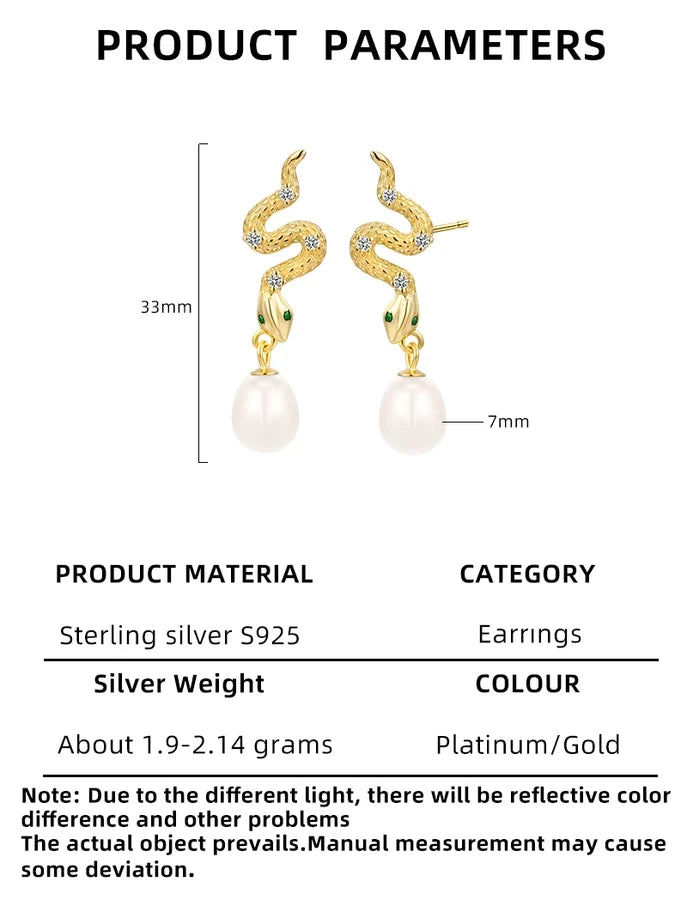 1 Paar 18K vergoldet Weißgold-plattiert 925 Sterling Silber Perle Zirkon 925 Sterling Silber Ohrringe Schlangenohrringe | Shop Nory