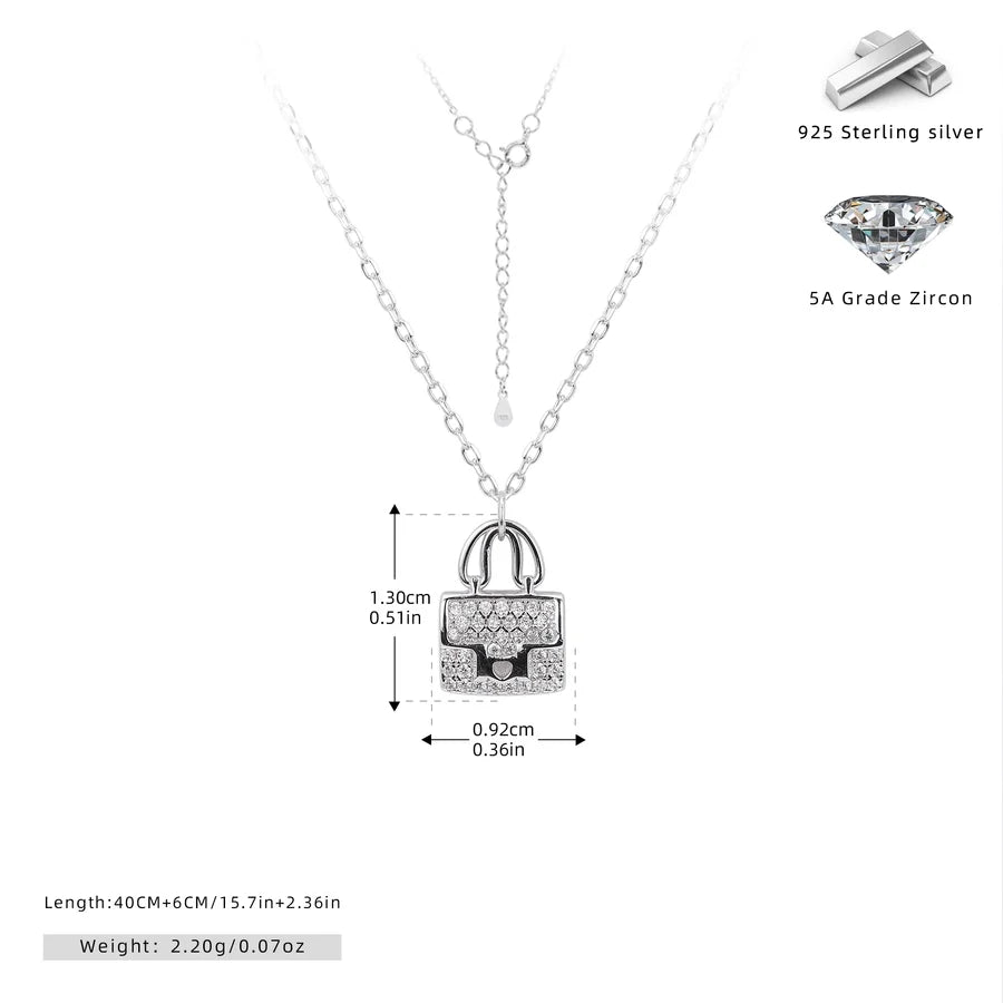 925 Sterling Silber Rack Plattiert Langlebig Plattiert Zirkon Kabelkette Tasche Anhänger Halskette | Shop Nory