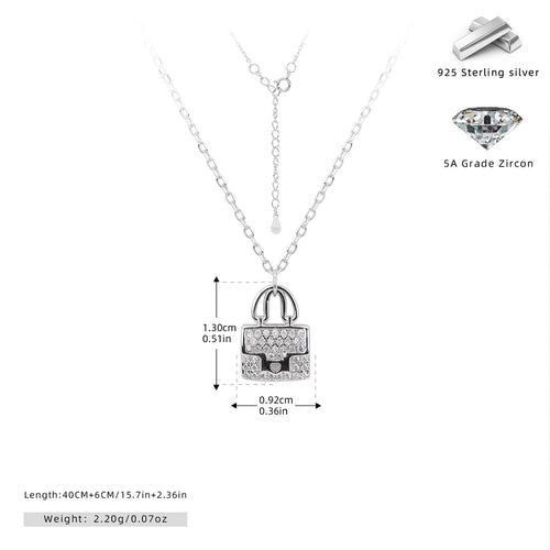 925 Sterling Silber Rack Plattiert Langlebig Plattiert Zirkon Kabelkette Tasche Anhänger Halskette | Shop Nory