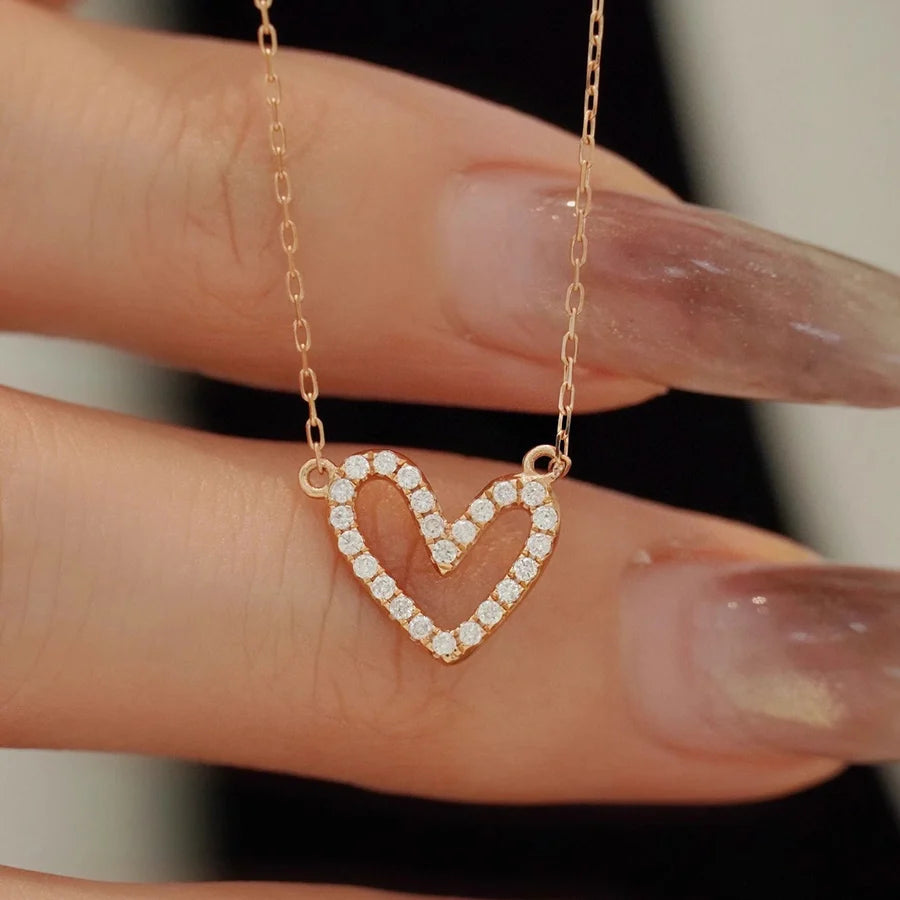 925 Sterling Silber Kabelkette Beschichtung Herzform Anhänger Halskette | Shop Nory