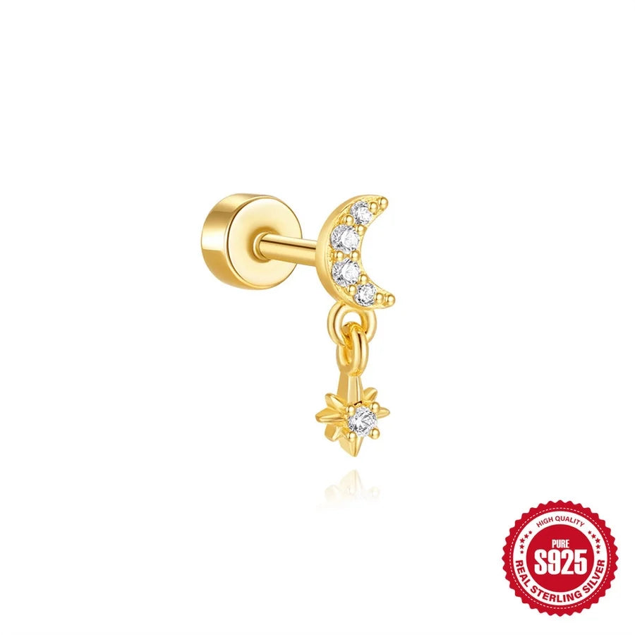 1 Stück Ohrknorpelringe & -stecker Cute Geometric 925 Sterling Silber Türkis Zirkon Ohrknorpelringe & -stecker | Shop Nory