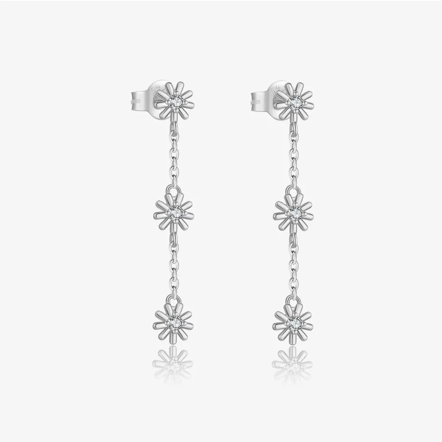 S925 Sterling Silber Kleine Daisy Halskette Ohrringe Koreanischer Stil Stilvoll Einfach und Vielseitig Klassisch Trendy Schlüsselbein Kette für Frauen | Shop Nory