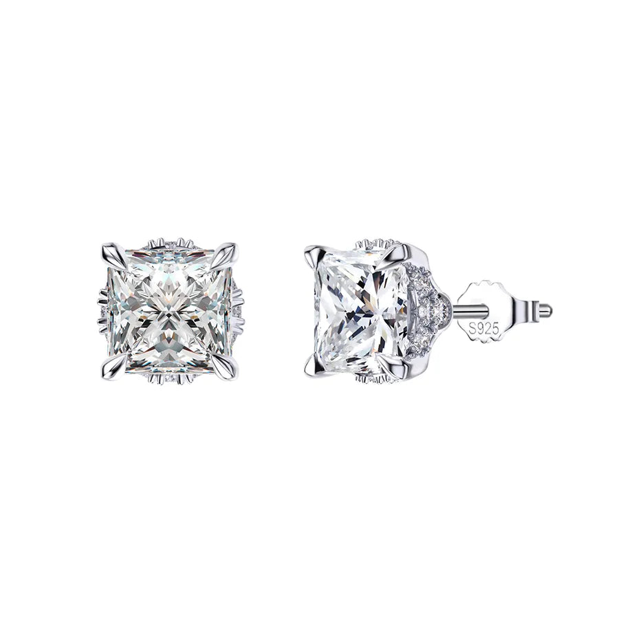 Weißgoldbeschichtete versilberte 925 Sterling Silber Zirkon 925 Sterling Silber Ohrringe runde Herzform Rhombus Ohrringe | Shop Nory