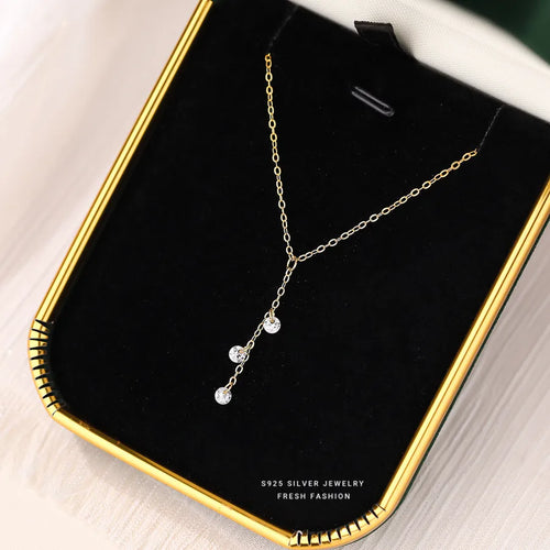 925 Sterling Silber Zirkon Kabelkette Beschichtung Quaste Anhänger Halskette | Shop Nory