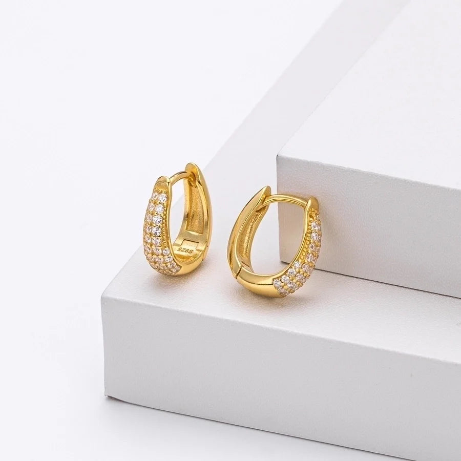 1 Paar 18K Gold Beschichtet Weißgold Beschichtet Rhodium Beschichtet 925 Sterling Silber Zirkon 925 Sterling Silber Ohrringe Geometrische Ohrringe | Shop Nory