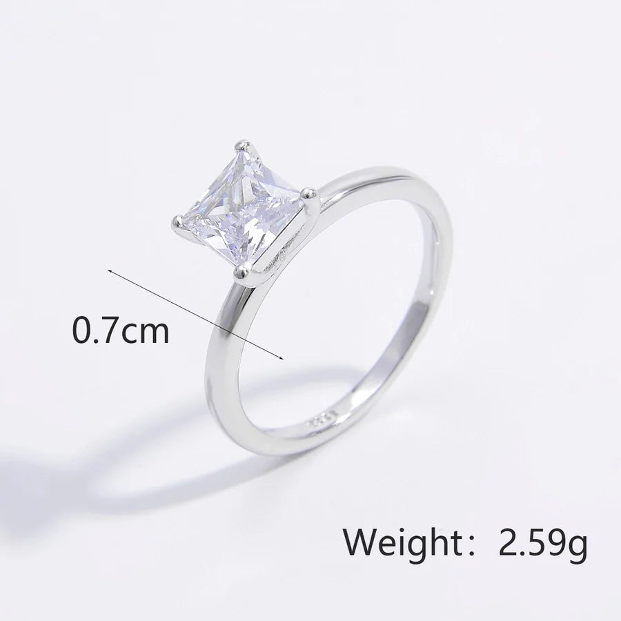Weißgold plattiert 925 Sterling Silber Zirkon quadratische Herzform Ringe 925 Sterling Silber Ringe | Shop Nory