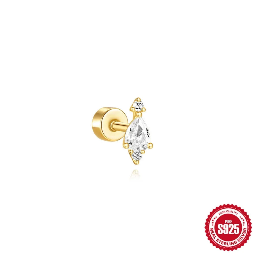 1 Stück Ohrknorpelringe & Steckern Einfacher Stil Klassischer Stil Geometrisch 925 Sterling Silber Opal Zircon Ohrknorpelringe & Steckern | Shop Nory