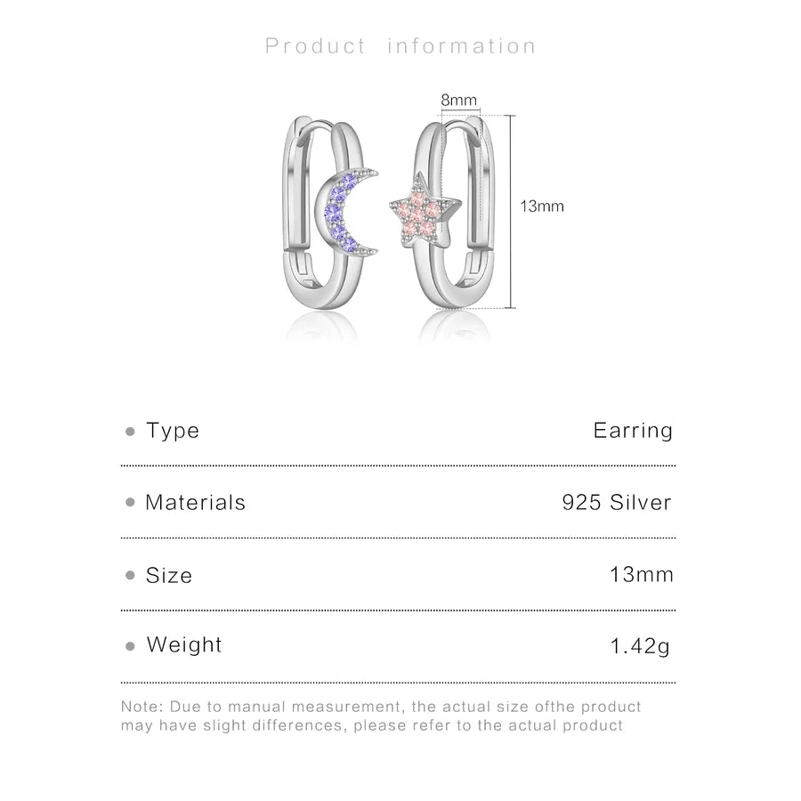 1 Paar 18K Gold Plattiert Weißgold Plattiert 925 Sterling Silber Zirkon 925 Sterling Silber Ohrringe Stern Mond Ohrringe | Shop Nory