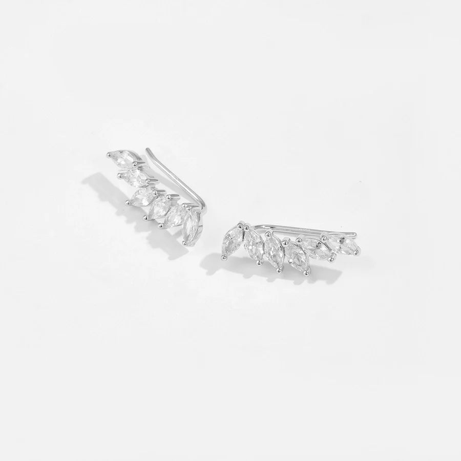 1 Paar 18K Goldbeschichtete Weißgoldbeschichtete 925 Sterling Silber Zirkon 925 Sterling Silber Ohrringe Geometrische Ohrstecker | Shop Nory