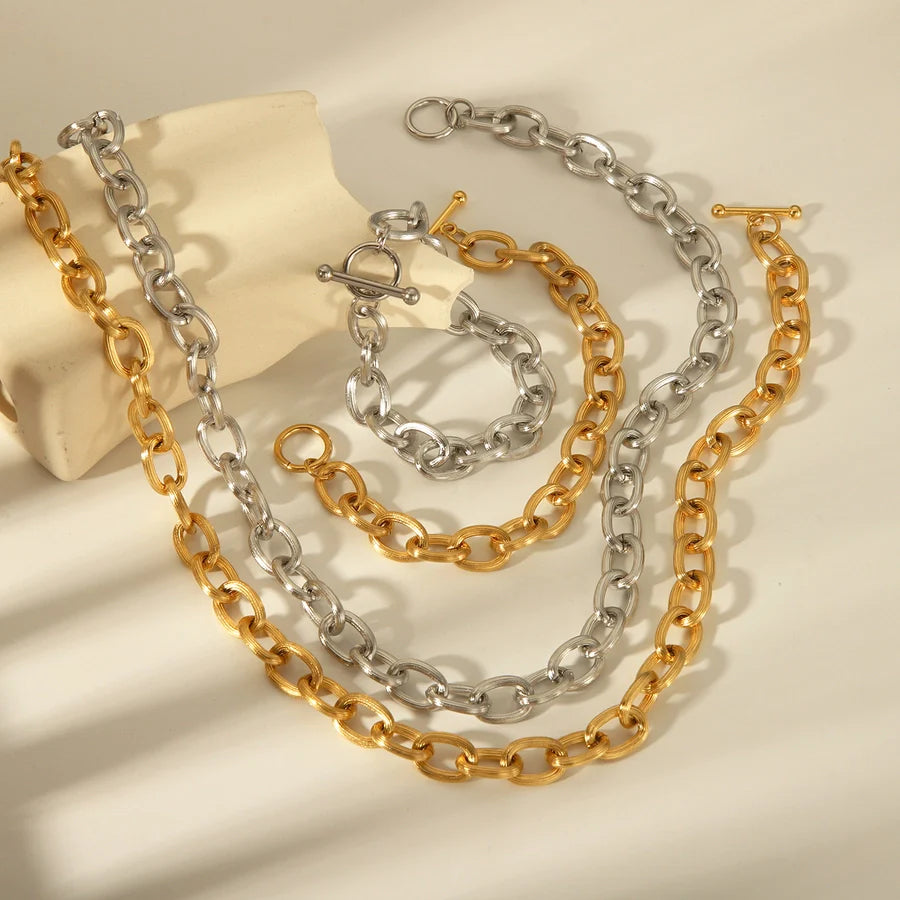 Set "Tiffany" Halskette mit Armband in Edelstahl - 18k vergoldet | Shop Nory