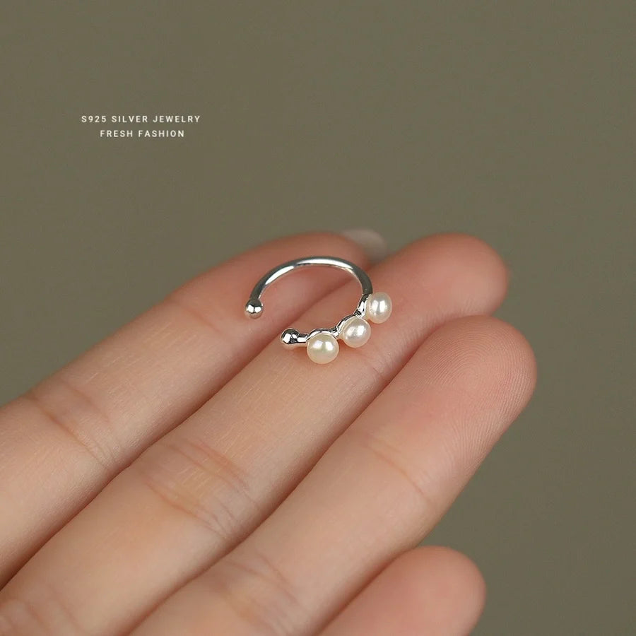 1 Stück 925 Sterling Silber Perle 925 Sterling Silber Ohrringe Geometrische Ohrklemmen | Shop Nory
