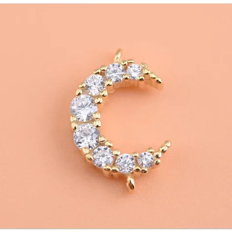 1 Stück 13*9mm Loch 3~3,9mm 925er Sterlingsilber Zirkon Mond Polierte Anhänger Schmuck Zubehör | Shop Nory